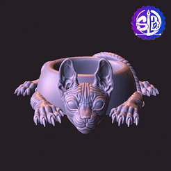 2022-55.gif STL file SPHINX CAT FOOD DISH・3D printing design to download