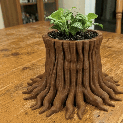 🌳 Natural Root Tree Trunk Planter・ STL File for 3D printing・Cults