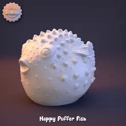 pufferfish.gif 3D file Happy Puffer Fish・3D printer design to download