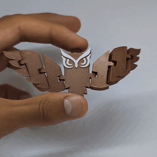 Flexi Owl (Articulated Keychain) - 3D model önizlemesi