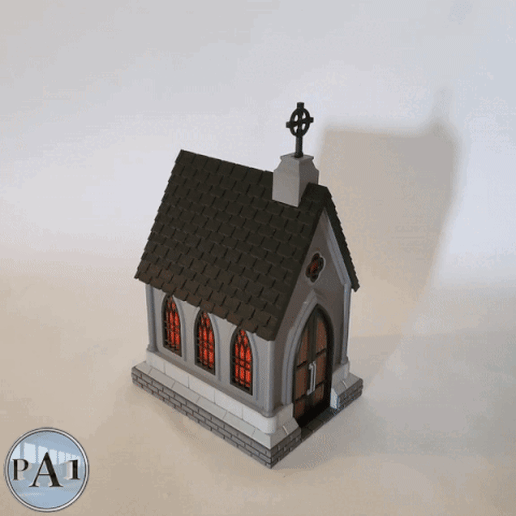 ezgif.com-gif-maker-3-2.gif Fichier 3D Chapelle gothique - Pot à bonbons d'Halloween... Ou lampe LED ! !!・Plan pour impression 3D à télécharger, PA1