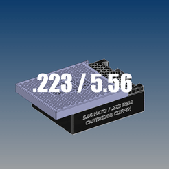 223.gif Файл STL Хранилище 5.56 / .223 186x помещается в банку для патронов 50кал・Дизайн 3D принтера для загрузки