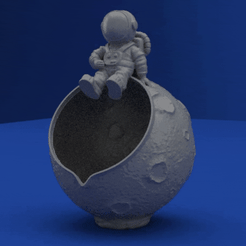 CENICERO.gif Free STL file Moon ashtray with astronaut chill :D・3D print model to download