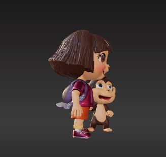 👧 Cartoon Explorador Chica y Mono Compañero Dúo Amistoso Escena