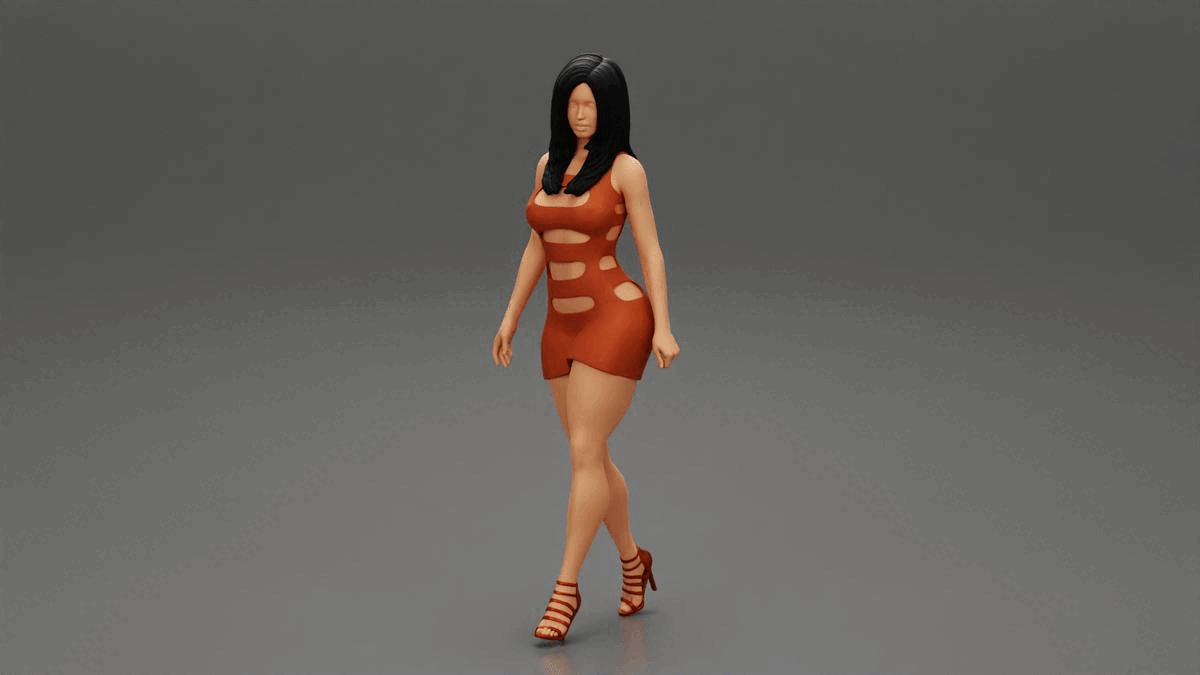 ezgif.com-gif-maker-7.gif Fichier 3D Belle fille robe talons marche modèle d'impression 3D・Objet pour impression 3D à télécharger, 3DGeshaft