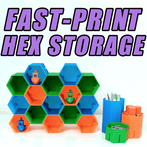 FAST-PRINT MODULAR HEXAGONAL SHELF & ORGANISER SYSTEM  (VASE MODE) - 3D model önizlemesi