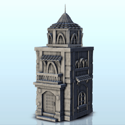 GIF-B07.gif STL file Medieval tower with a tiled roof (7) - Pirate Jungle Island Beach Piracy Caribbean Medieval terrain・Design to download and 3D print, Hartolia-Miniatures