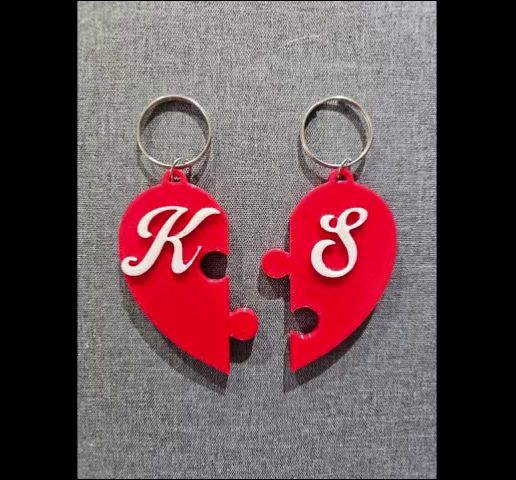 💜 Monogram Heart Puzzle Keychain RHS X・ STL File for 3D printing・Cults