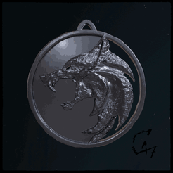 witcher-medallion-wolf.gif Free STL file The Witcher Wolf Medallion・3D print design to download, c47
