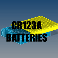 CR123A.gif STL file CR123A BATTERY 64X STORAGE FITS INSIDE 50 CAL AMMO CAN・3D printing idea to download