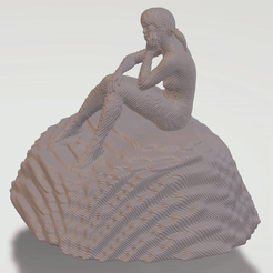 wooden-girl-on-a-rock.gif STL file Girl sitting on a rock, lost in thought・Design to download and 3D print