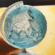 Globe_01.gif Model Earth. Globe. Sphere. Transparent. Oceans and continents.