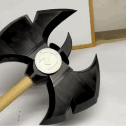 trim.FC3351E3-3CC9-4CC9-B856-D2E682FCBBD7.gif STL-Datei Helluva Boss Waffen - Millies Streitaxt Axt・Modell zum Herunterladen und 3D-Drucken