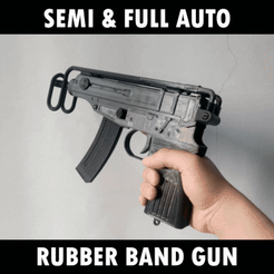 GIF-1.gif Fichier 3D Skorpion VZ61 Rubber Band Gun (Full Auto & Semi Auto) Scale 1:1・Modèle à imprimer en 3D à télécharger, ReiGun
