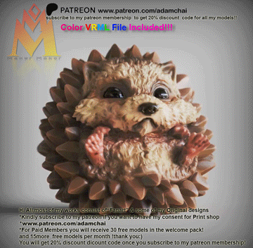 Cute-Durian-Porcupine.gif Niedliches Durian-Stachelschwein - VRML-Farbdatei ist enthalten! - tierische Sammlung - 3D PrintModel