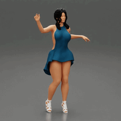 ezgif.com-gif-maker-7.gif 3D file Sexy woman in Open Back Split Hem Mini Dress・3D printing idea to download