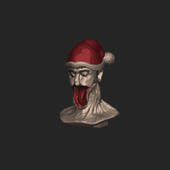 zombie.gif Free STL file Xmas Santa zombie head busta・3D printer model to download