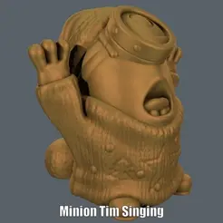 Minion Tim Singing.gif STL file Minion Tim Singing (Easy print no support)・3D printable model to download, Alsamen