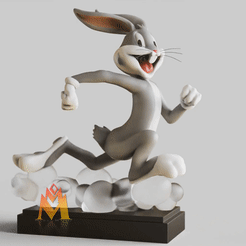 Bugs-Bunny-Running-Ver.gif STL file Bugs Bunny-Running version-classic cartoons Fanart--standing pose-FANART FIGURINE・3D printer design to download