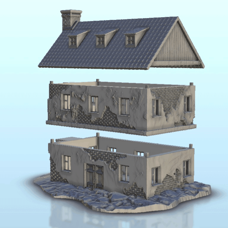 GIF.gif Download STL file House with floor 13 - Flames of war Bolt Action Empire baroque Age of Sigmar Modern Warhammer • Object to 3D print, Hartolia-Miniatures