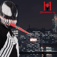 venom-2-profile.gif Archivo 3D Máscara articulada de Venom・Plan de impresión en 3D para descargar