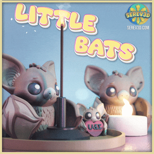 Little Bats Collection - Cozy Halloween Flexi Figures, Keychains, Bag Charms & Candle Holders - No Supports 3D Print STL/3MF - 3D model önizlemesi