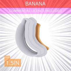 Banana~1.5in.gif Archivo 3D Cortador de galletas de plátano 1.5in / 3.8cm・Plan imprimible en 3D para descargar