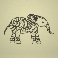 ele.gif Datei STL wall decor zentangle mandala elephant・Modell für 3D-Druck zum herunterladen, satis3d
