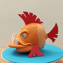 bigfish.gif Archivo 3D Pez burbuja bicolor.・Objeto imprimible en 3D para descargar
