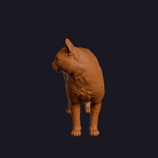 Realistic Manx Cat Looking Side Animal Sculpture