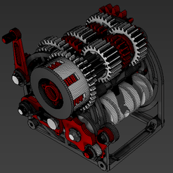 gearbox.gif Файл STL Последовательная 5-ступенчатая коробка передач・Модель для печати в 3D скачать
