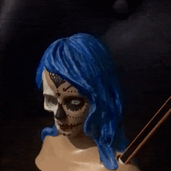 MujerCraneo_JDELMAL.gif Fichier STL Santa Muerte Skull Girl - Porte-stylo・Modèle imprimable en 3D à télécharger, jdelmal