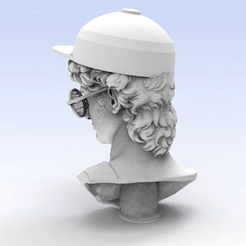 untitled.2100.gif Бесплатный STL файл Голова "Давида" Микеланджело в очках и кепке・Шаблон для загрузки и 3D-печати