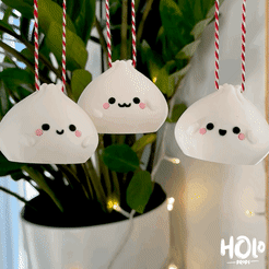 IMB_Q8Wjiv.gif 3D file 5 Kawaii Dumplings - Christmas Tree Ornaments・3D printer design to download