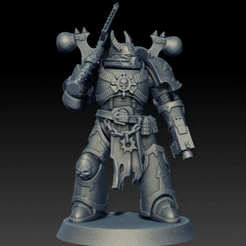 hereticmarine_turnaround.gif Free STL file Chaos space warrior with chain axe・3D printing idea to download, jimsbeanz