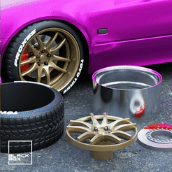 0.gif STL file Kai Style DEEP Dish wheel set for diecast and RC model 1/64 1/43 1/24 1/18 1/10....・3D printer model to download