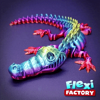 Flexi-Crocodile.gif STL file CUTE FLEXI PRINT-IN-PLACE CROCODILE・Model to download and 3D print, FlexiFactory