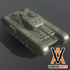 Churchill_L.gif STL file Churchill Tank・3D print design to download, VidovicArts