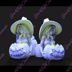 ezgif.com-gif-maker.gif STL file Busty Witch and her Pumpkin Bowl・3D print design to download, Dark3DCanada