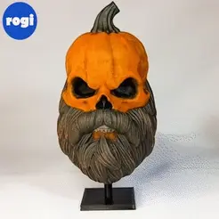 Sequence-03_1.gif STL file BEARDED PUMPKIN SKULL・3D printable model to download