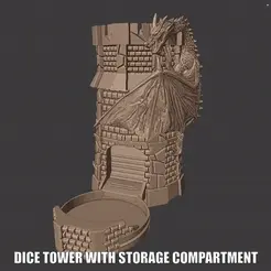 tower-3d.gif Файл STL Дракончик для игры в кости с отсеком для хранения・3D модель для печати скачать