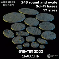 Animation_GG_Bases_Cults.gif 3D file 248 ROUND AND OVALE SCI-FI BASES 17 SIZES - Greater Good spaceship・3D printable design to download