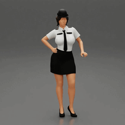 ezgif.com-gif-maker.gif Fichier 3D femme officier de police en chemise blanche et robe et chapeau noirs・Modèle à télécharger et à imprimer en 3D