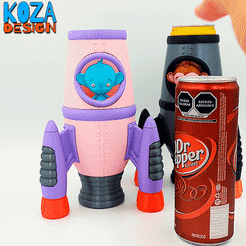 InShot_20230728_090545367.gif Archivo STL Simpático mono astronauta Rocket Koozie: elegante soporte para latas de 355 ml con forma de cohete para mantener las bebidas frías・Objeto para impresora 3D para descargar