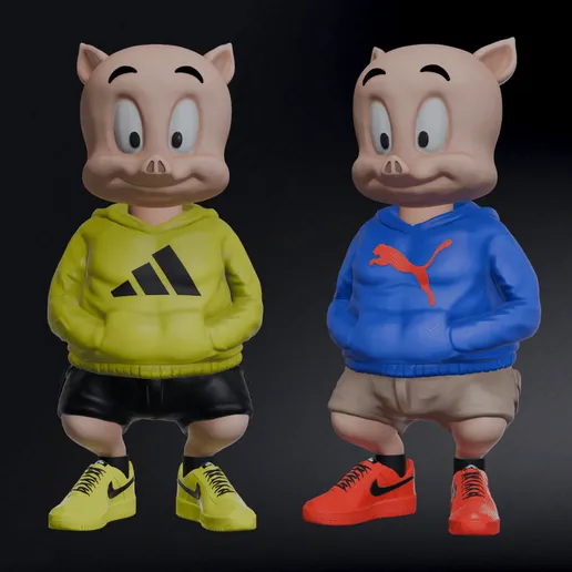 Porky_Urban_1_Cover_3.gif Porky Pig Urban Vibes / Urban Puma Style From Looney Tunes 🐷, ( Multi-Parts  && 3MF Shoes )