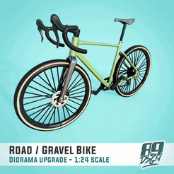 0.gif STL file Road/Gravel Bike for diorama - 1:24 scale, moveable・3D printable model to download