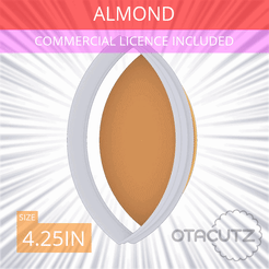 Almond~4.25in.gif STL file Almond Cookie Cutter 4.25in / 10.8cm・Template to download and 3D print