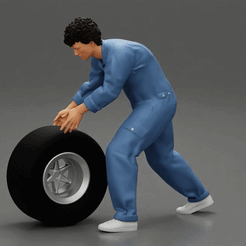 ezgif.com-gif-maker-8.gif 3D file Mechanic worker walking and rolling tyre・3D printable model to download