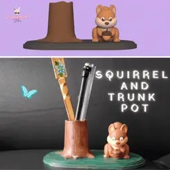 Holder-Post-para-Instagram-Quadrado.gif 3D file Squirrel and Trunk Pot・3D printer design to download