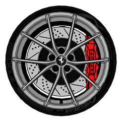 Ferrari-488-Pista-2-wheels-with-mount.gif Fichier STL Jantes Ferrari 488 Pista avec support・Design imprimable en 3D à télécharger